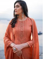 Competent Embroidered Orange Pant Style Suit 
