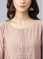 Competent Viscose Mauve  Embroidered Readymade Salwar Suit