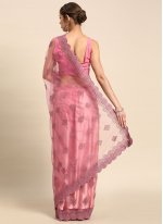 Congenial Embroidered Net Contemporary Style Saree