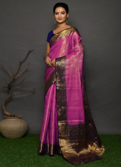 Congenial Kanjivaram Silk Wedding Contemporary Style Saree