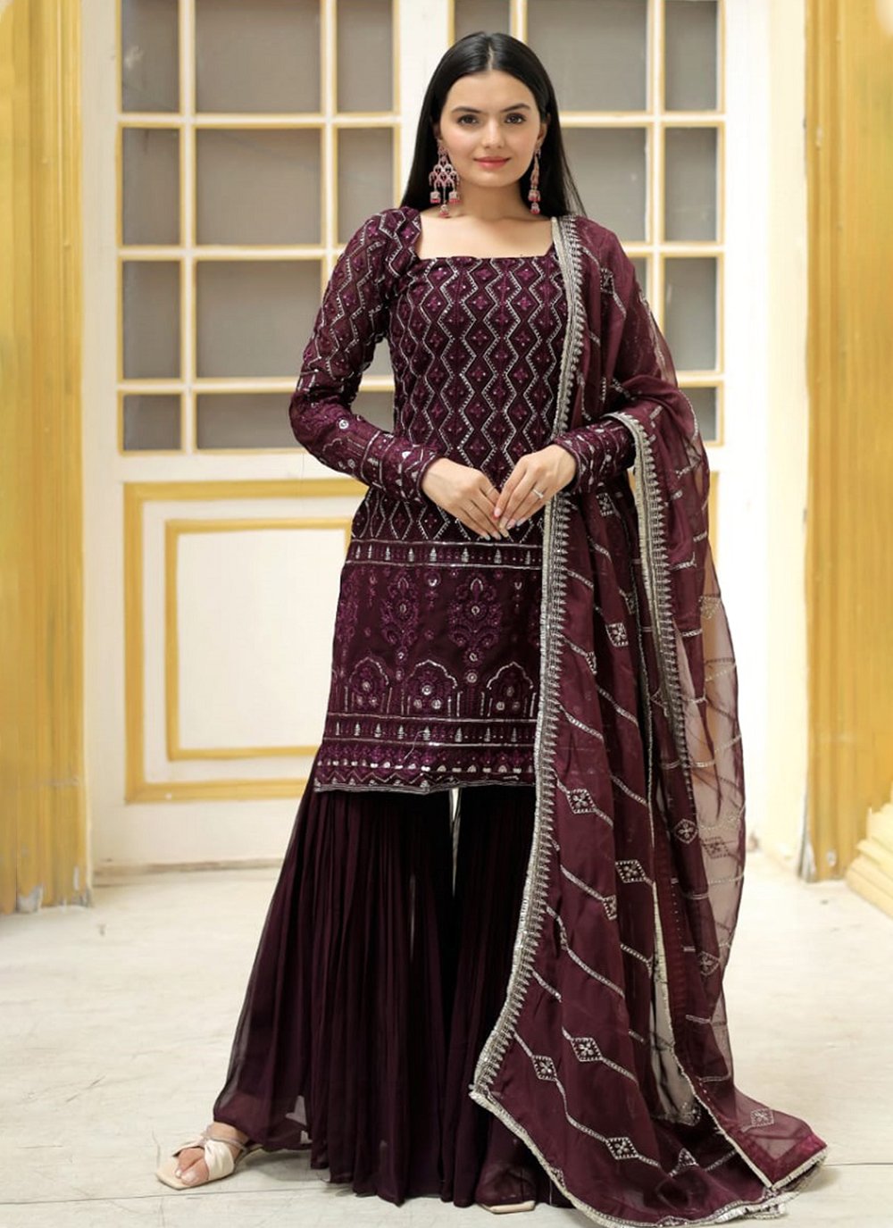 Update more than 79 purple salwar suit combination latest