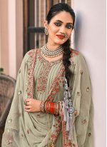 Conspicuous Green Festival Designer Pakistani Salwar Suit