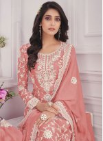 Conspicuous Pink Sangeet Trendy Salwar Kameez