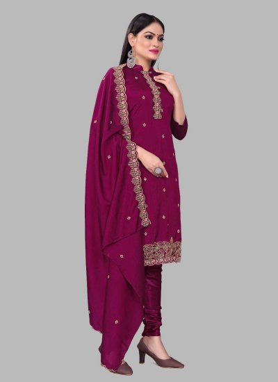 Conspicuous Silk Rani Sequins Salwar Suit