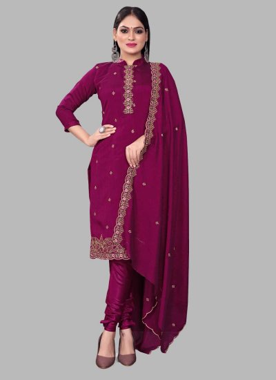 Conspicuous Silk Rani Sequins Salwar Suit