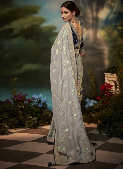 Contemporary Saree Fancy Fancy Fabric in Silver