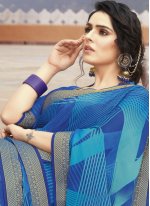 Contemporary Saree Printed Georgette in Blue