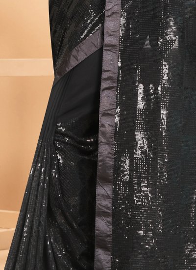 Contemporary Saree Sequins Georgette in Black