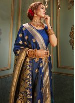 Contemporary Saree Woven Banarasi Silk in Blue