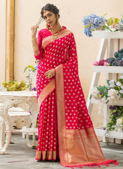 Contemporary Saree Woven Banarasi Silk in Pink