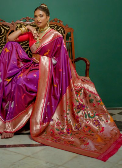 
                            Contemporary Saree Zari Silk in Purple