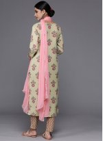 Cotton Beige Printed Readymade Salwar Suit