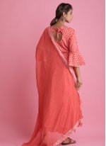 Cotton Block Print Readymade Suit in Red
