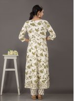 Cotton Cream and Green Digital Print Readymade Designer Salwar Suit