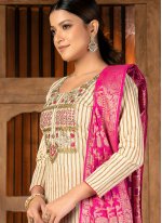 Cotton Cream and Magenta Trendy Salwar Suit