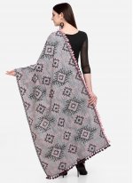 Cotton Designer Dupatta in Grey