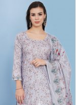 Cotton Digital Print Salwar Kameez in Lavender