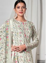 Cotton Digital Print Trendy Salwar Suit in Off White