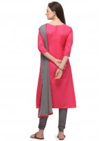 Cotton Embroidered Pink Churidar Designer Suit