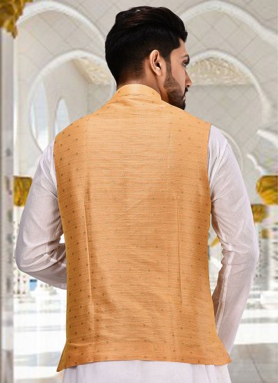 
                            Cotton Fancy Peach Nehru Jackets