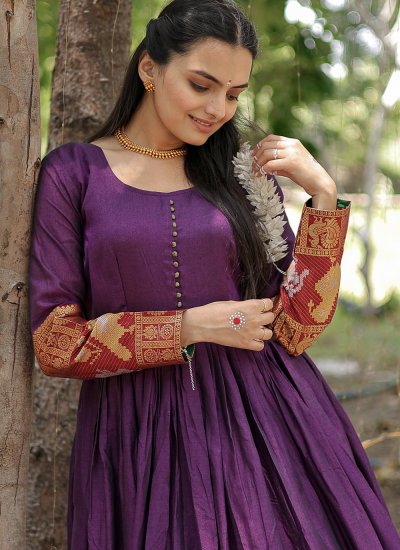 Cotton Gown  in Purple