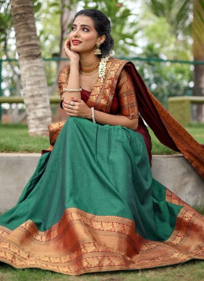 Cotton Green Designer Lehenga Choli