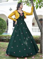 Cotton Green Embroidered Gown 