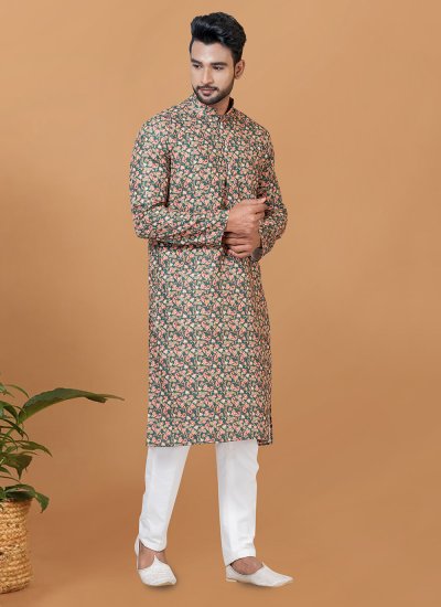 Cotton Kurta Pyjama in Multi Colour
