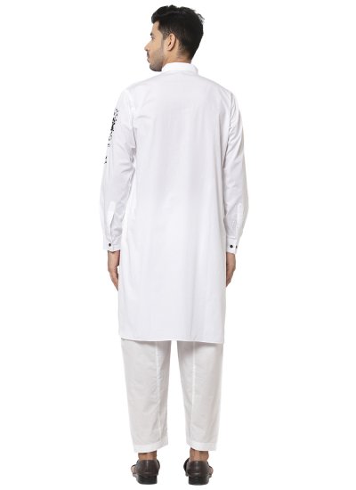 Cotton Kurta Pyjama in Off White