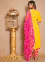 Cotton Lace Yellow Anarkali Salwar Kameez