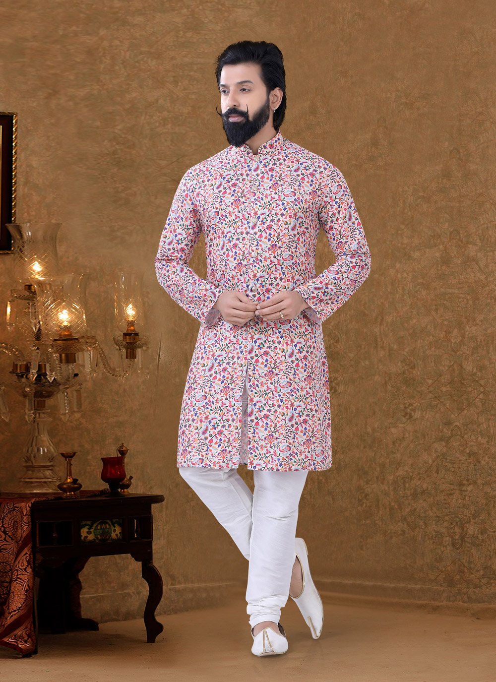 Cotton Multi Colour Kurta Pyjama