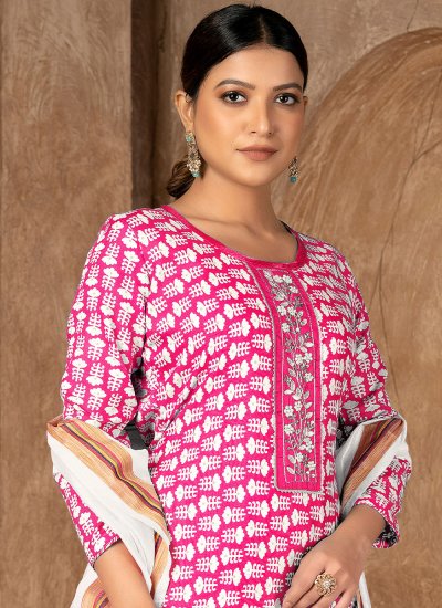 Cotton Palazzo Salwar Suit in Pink