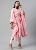 Cotton Pink Printed Designer Kurti