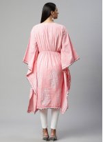 Cotton Pink Printed Designer Kurti