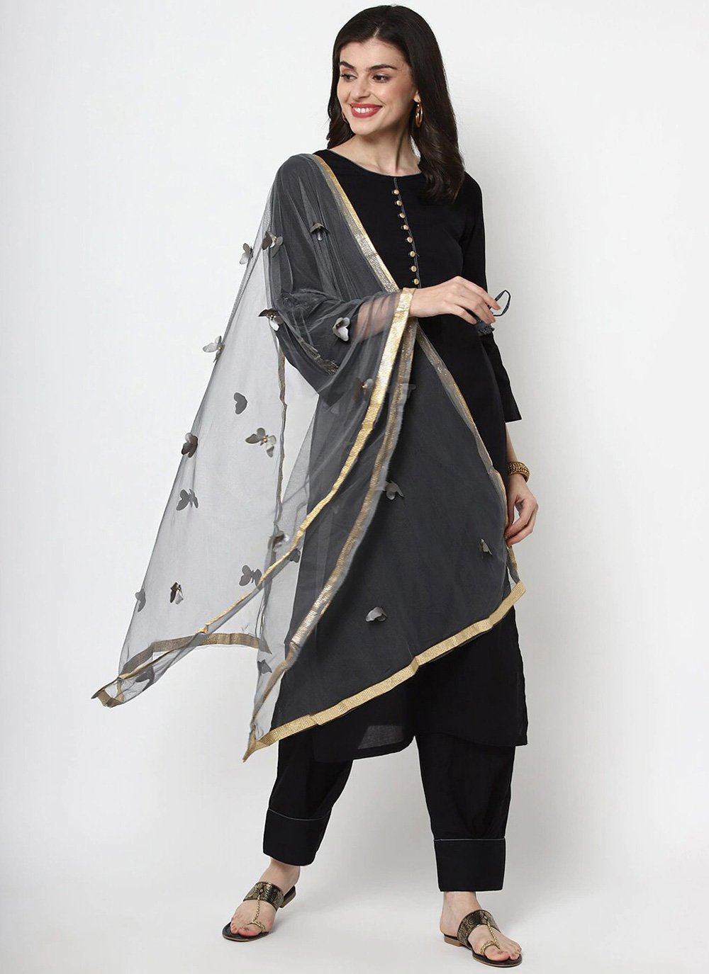 Buy Black Organza Embroidered Salwar suit Online : USA - Salwar