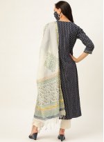 Cotton Print Readymade Suit in Blue