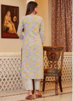 Cotton Printed Pant Style Suit in Multi Colour