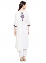 Cotton Printed Readymade Salwar Kameez in White