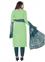 Cotton Printed Salwar Suit in Green