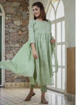 Cotton Printed Trendy Salwar Suit in Green