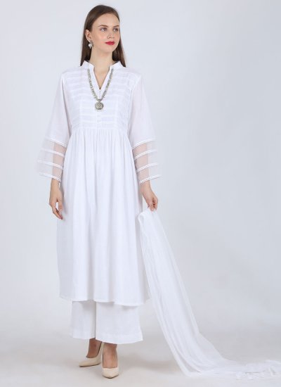 Cotton Readymade Salwar Suit in White