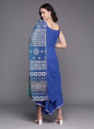 Cotton Readymade Suit in Blue