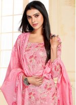 Cotton Satin Pant Style Suit in Pink