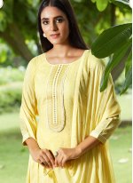 Cotton Sequins Yellow Designer Pakistani Suit