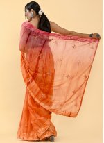 Cotton Shaded Saree in Orange and Pink