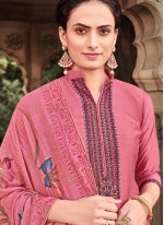 Cotton Silk Designer Palazzo Salwar Suit in Pink