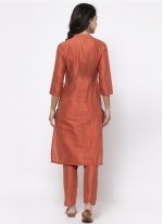 Cotton Silk Orange Fancy Designer Kurti