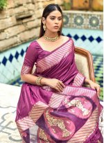 Cotton Silk Purple Weaving Contemporary Saree