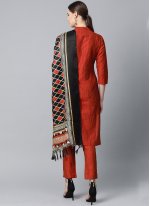 Cotton Silk Red Print Readymade Suit