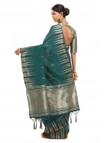 Cotton Silk Woven Teal Designer Traditional Saree